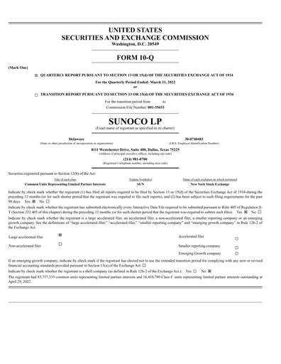 Thumbnail Sunoco Quarterly Report 2022-q1
