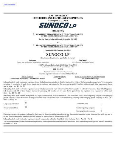 Thumbnail Sunoco Quarterly Report 2023-q3