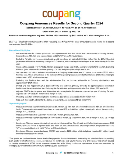 Thumbnail Coupang Quarterly Report 2024-q2