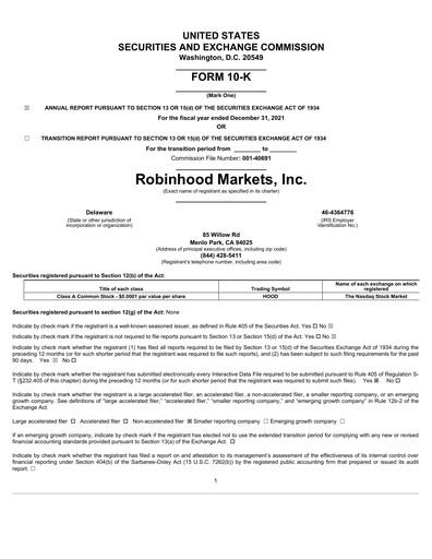 Thumbnail Robinhood Annual Report 2021