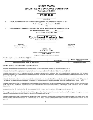 Thumbnail Robinhood Annual Report 2022