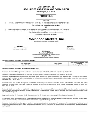 Thumbnail Robinhood Annual Report 2025