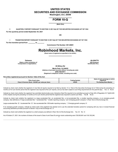 Thumbnail Robinhood Quarterly Report 2021-q3