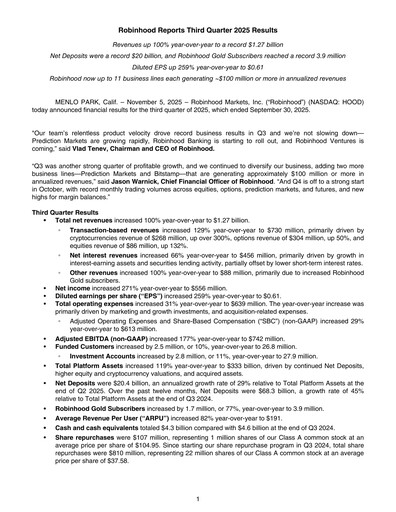 Thumbnail Robinhood Quarterly Report 2025-q3