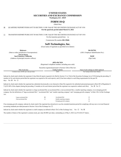 Miniature SoFi Rapport trimestriel 2022-q1