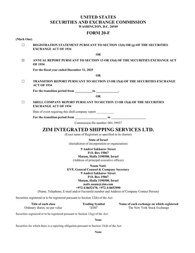 Thumbnail ZIM Integrated Shipping Services Annual Report 2025