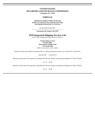 Vorschaubild ZIM Integrated Shipping Services Finanzmitteilung 2026-q1