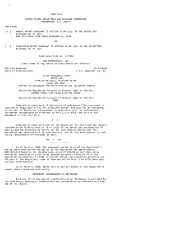 Thumbnail Sun Communities
 Annual Report 1999