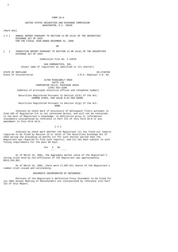 Thumbnail Sun Communities
 Annual Report 2000