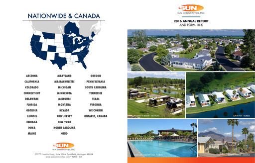 Thumbnail Sun Communities
 Annual Report 2016