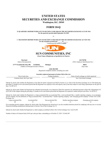 Thumbnail Sun Communities
 Quarterly Report 2025-q3