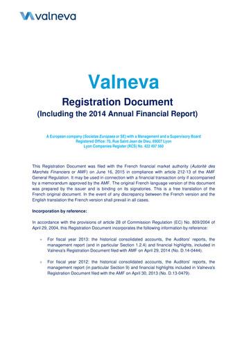 Thumbnail Valneva SE Universal Registration Document 2014