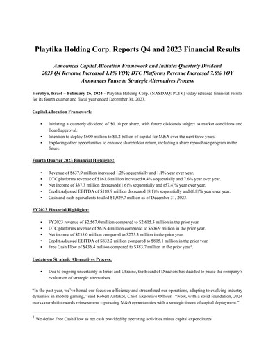 Thumbnail Playtika Quarterly Report 2023-q4