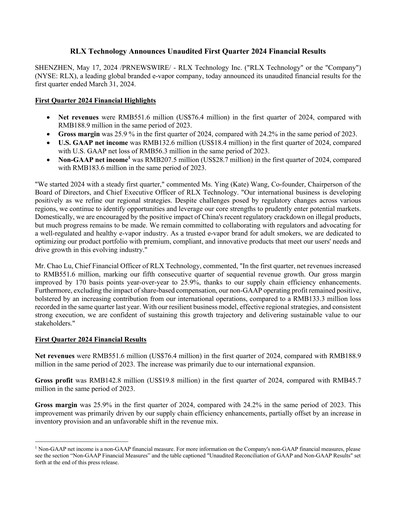 Thumbnail RLX Technology Quarterly Report 2024-q1