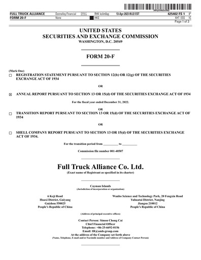 Miniature Full Truck Alliance Rapport annuel 2022