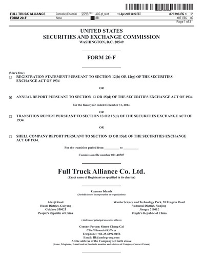 Miniature Full Truck Alliance Rapport annuel 2024