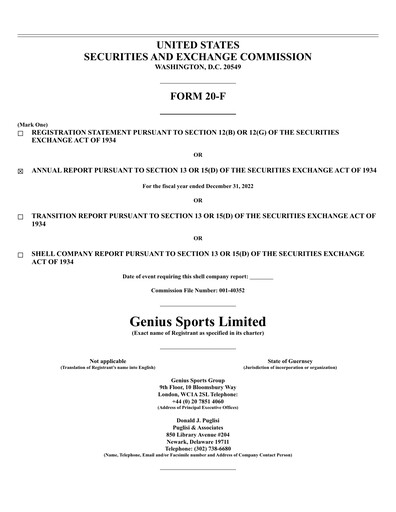Thumbnail Genius Sports Annual Report 2022