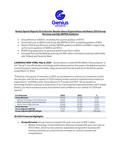 Thumbnail Genius Sports Quarterly Report 2024-q1