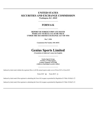 Thumbnail Genius Sports Quarterly Report 2026-q1