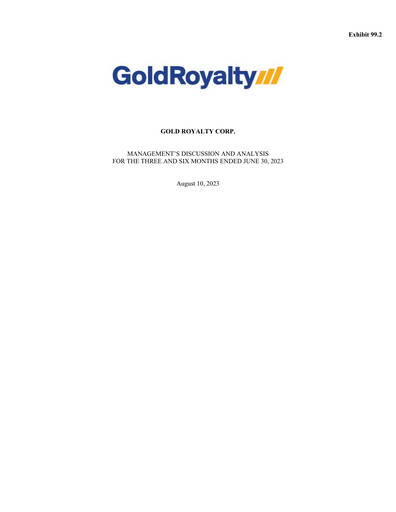 Thumbnail Gold Royalty Corp Financial Report 2023-q2
