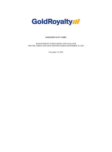 Thumbnail Gold Royalty Corp Financial Report 2023-q3