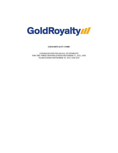 Thumbnail Gold Royalty Corp Financial Statement 2022-q4
