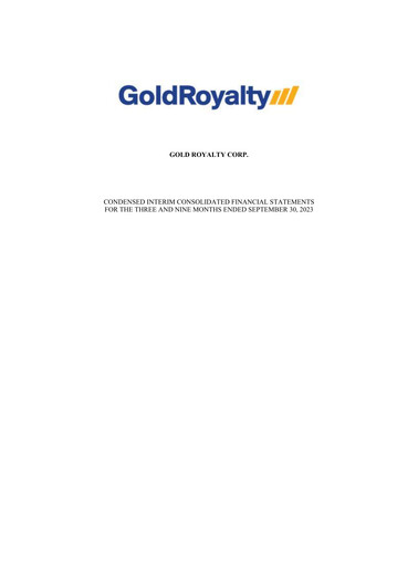 Thumbnail Gold Royalty Corp Financial Statement 2023-q3