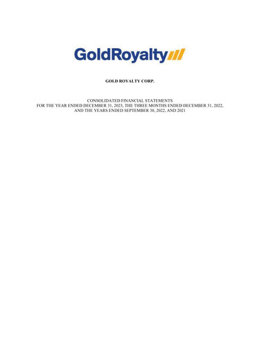 Thumbnail Gold Royalty Corp Financial Statement 2023