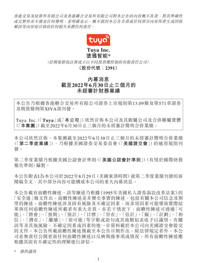 Thumbnail Tuya Inc. Quarterly Report 2022-q2