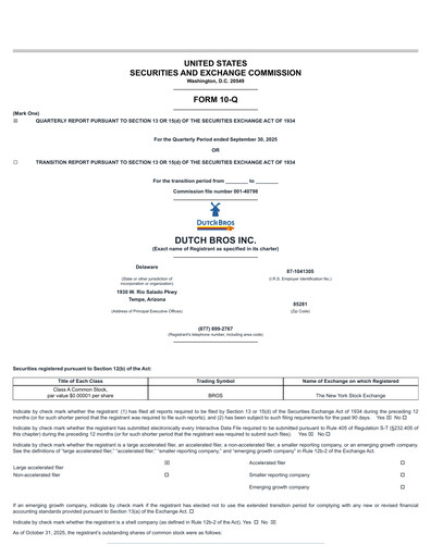 Thumbnail Dutch Bros Quarterly Report 2025-q3
