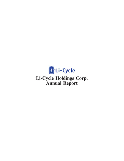 Thumbnail Li-Cycle Annual Report 2023