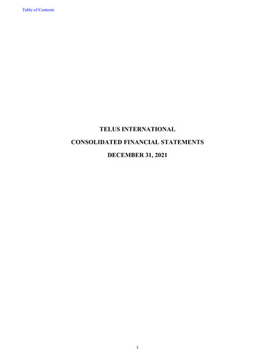Thumbnail Telus International Financial Statement 2021