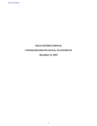 Thumbnail Telus International Financial Statement 2022