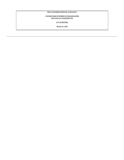 Thumbnail Telus International Quarterly Report 2021-q1