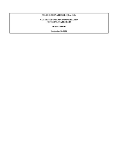 Thumbnail Telus International Quarterly Report 2021-q3