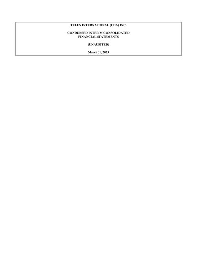 Thumbnail Telus International Quarterly Report 2023-q1