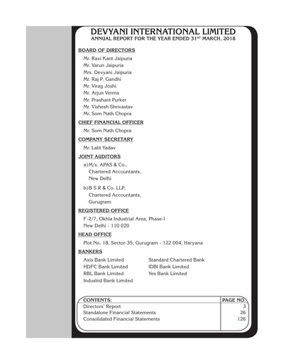 Miniature Devyani International Rapport annuel 2017-2018