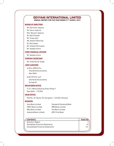 Miniature Devyani International Rapport annuel 2018-2019
