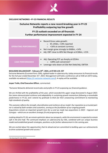 Thumbnail Exclusive Networks Financial Report 2023