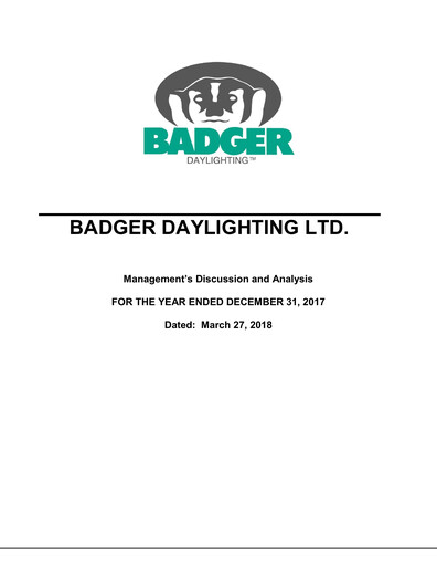 Thumbnail Badger Infrastructure Solutions Annual Report 2017