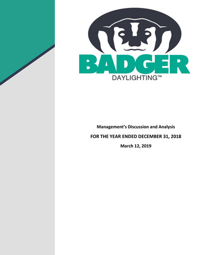 Thumbnail Badger Infrastructure Solutions Annual Report 2018
