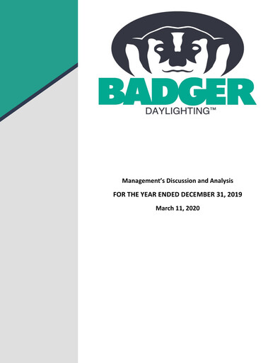 Thumbnail Badger Infrastructure Solutions Annual Report 2019