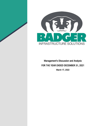 Thumbnail Badger Infrastructure Solutions Annual Report 2021