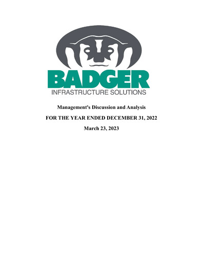 Thumbnail Badger Infrastructure Solutions Annual Report 2022