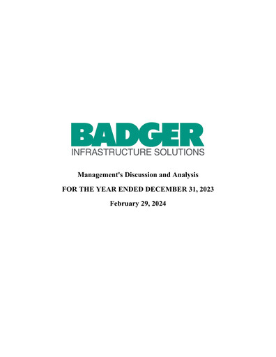 Thumbnail Badger Infrastructure Solutions Annual Report 2023