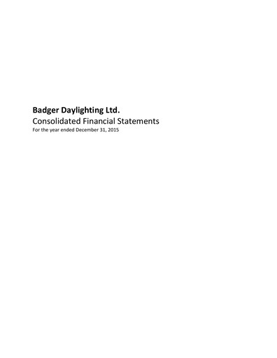Thumbnail Badger Infrastructure Solutions Financial Statement 2015