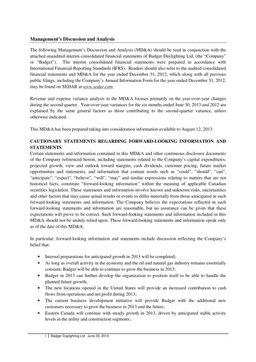 Thumbnail Badger Infrastructure Solutions Quarterly Report 2013-q2