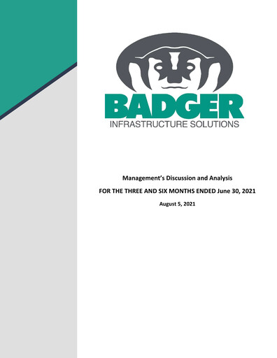 Thumbnail Badger Infrastructure Solutions Quarterly Report 2021-q2