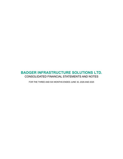 Thumbnail Badger Infrastructure Solutions Quarterly Report 2026-q2