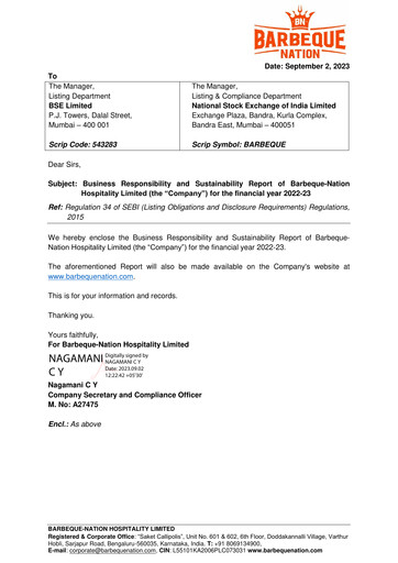 Thumbnail Barbeque Nation Hospitality  ESG Report 2022-2023